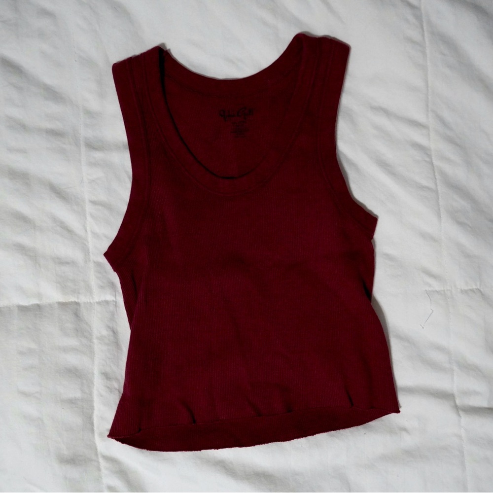 Brandy Melville Red Fitted Crop Tank Top